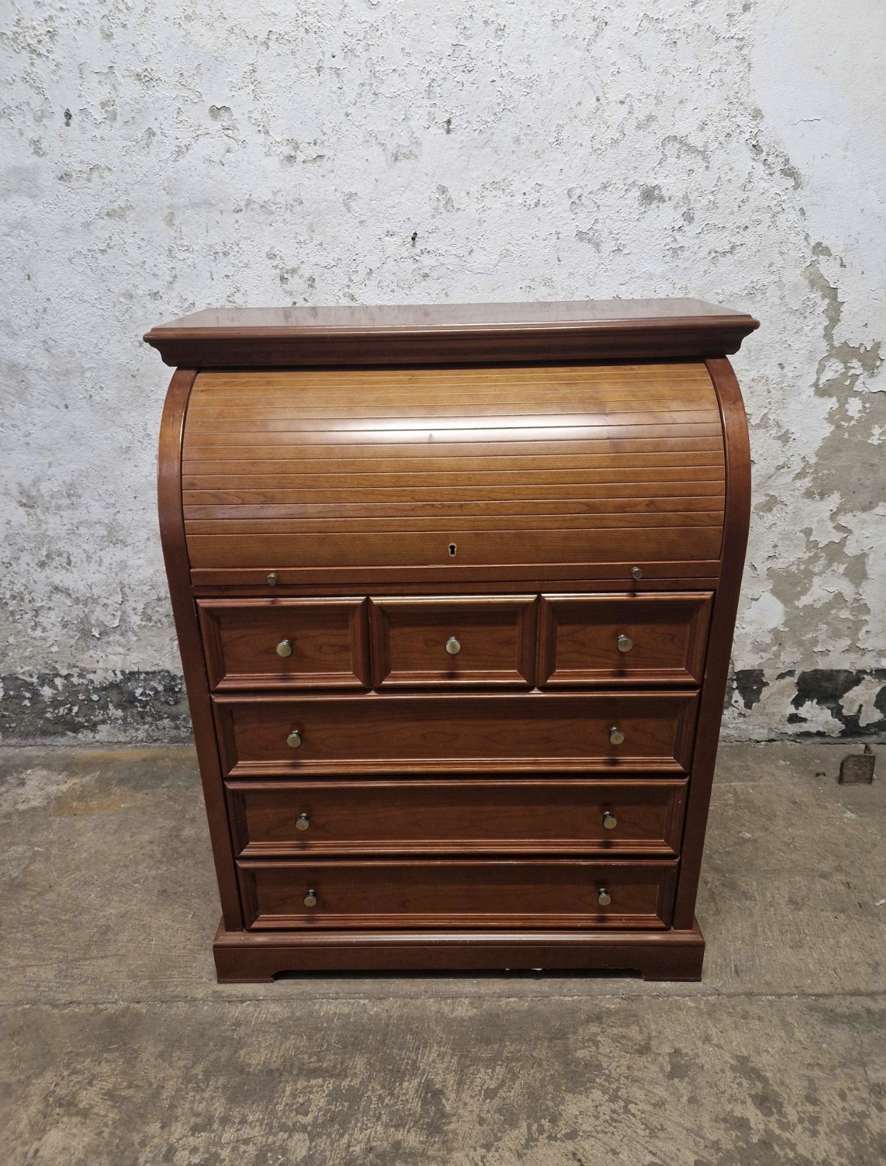 Wooden rolltop desk and bureau